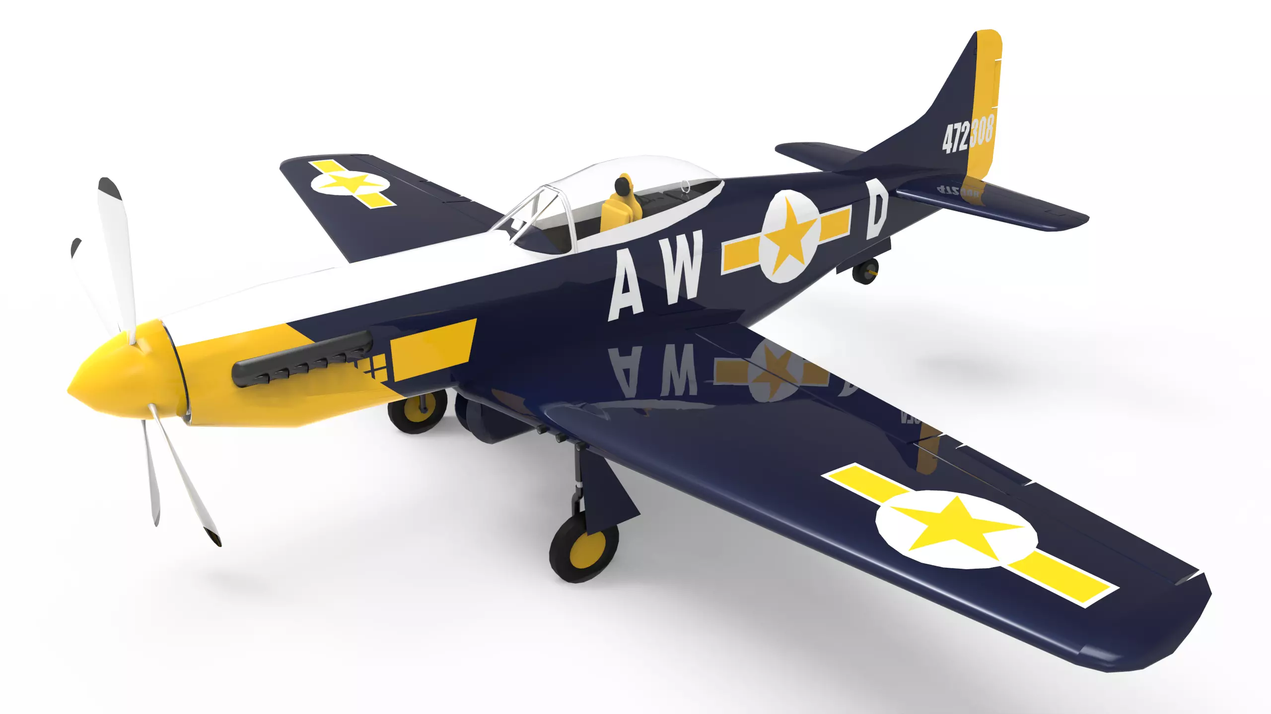 P-51 D MUSTANG  Low-poly 3D model_0
