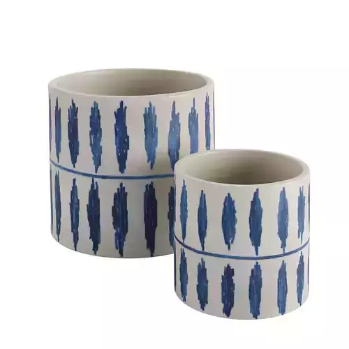 Blue and White Aztec Design Vase