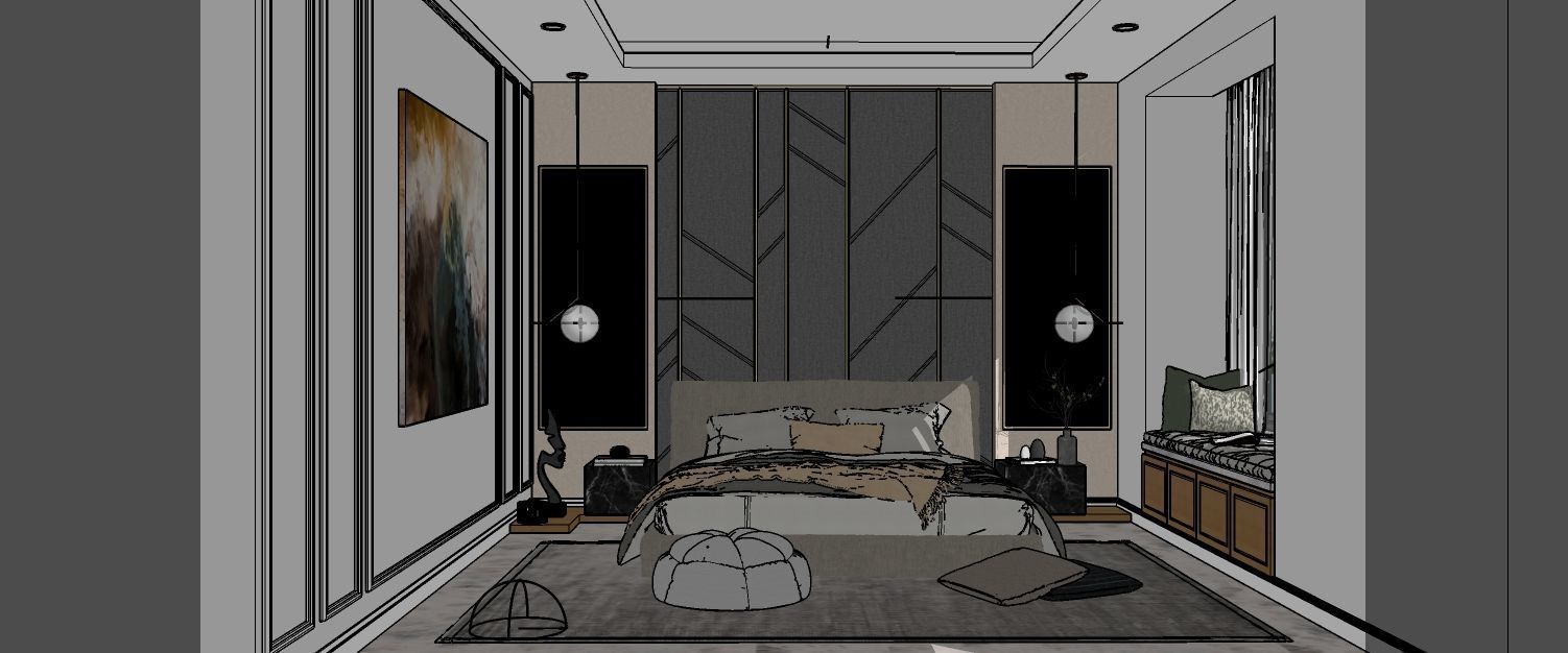 Bedroom - SketchUp V-Ray 3D model_1