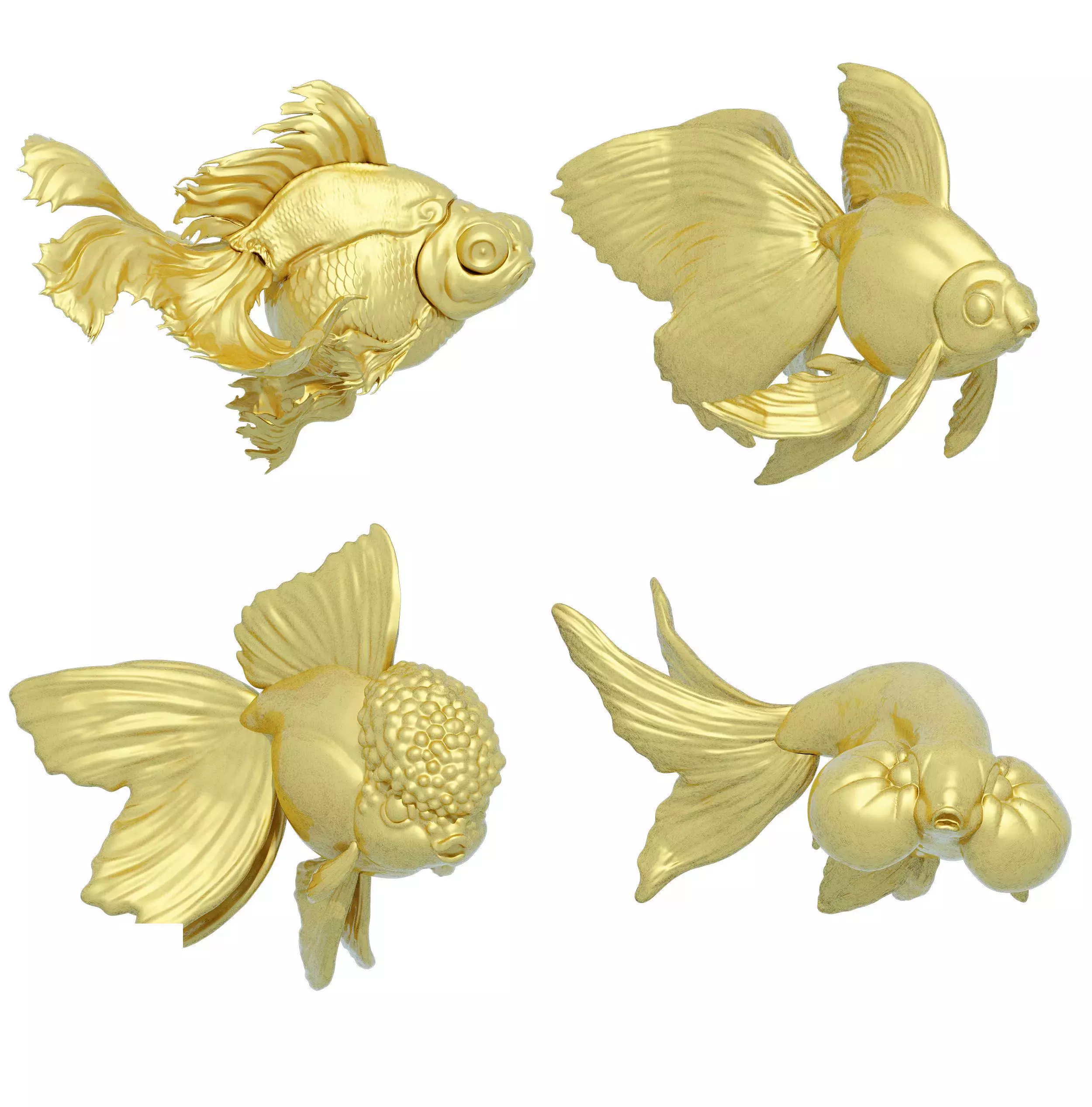 Goldfish Red-crowned Goldfish Fortune Goldfish Round 3D print model