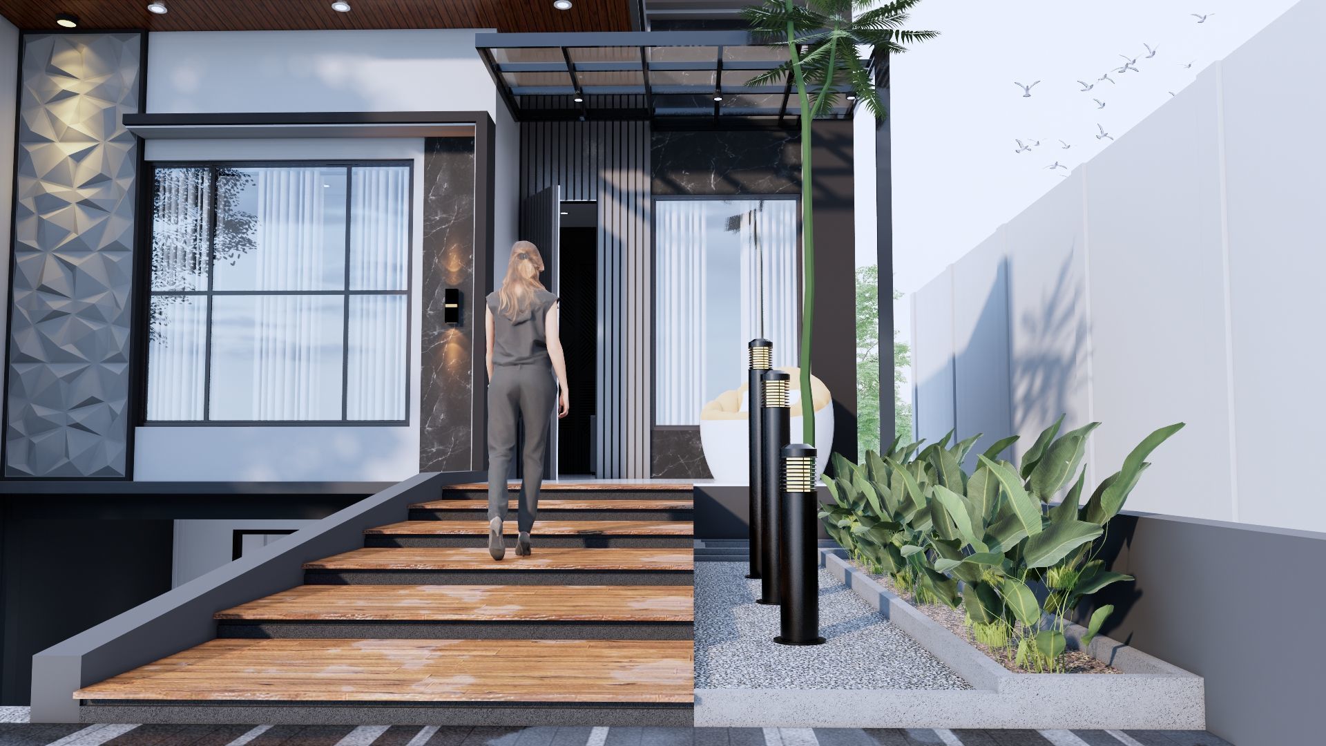 Modern Minimalist 2 Floor House Design Full Interior  3D model_2