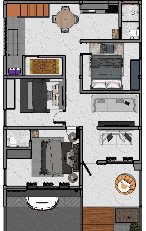 Modern Minimalist 2 Floor House Design Full Interior  3D model_93