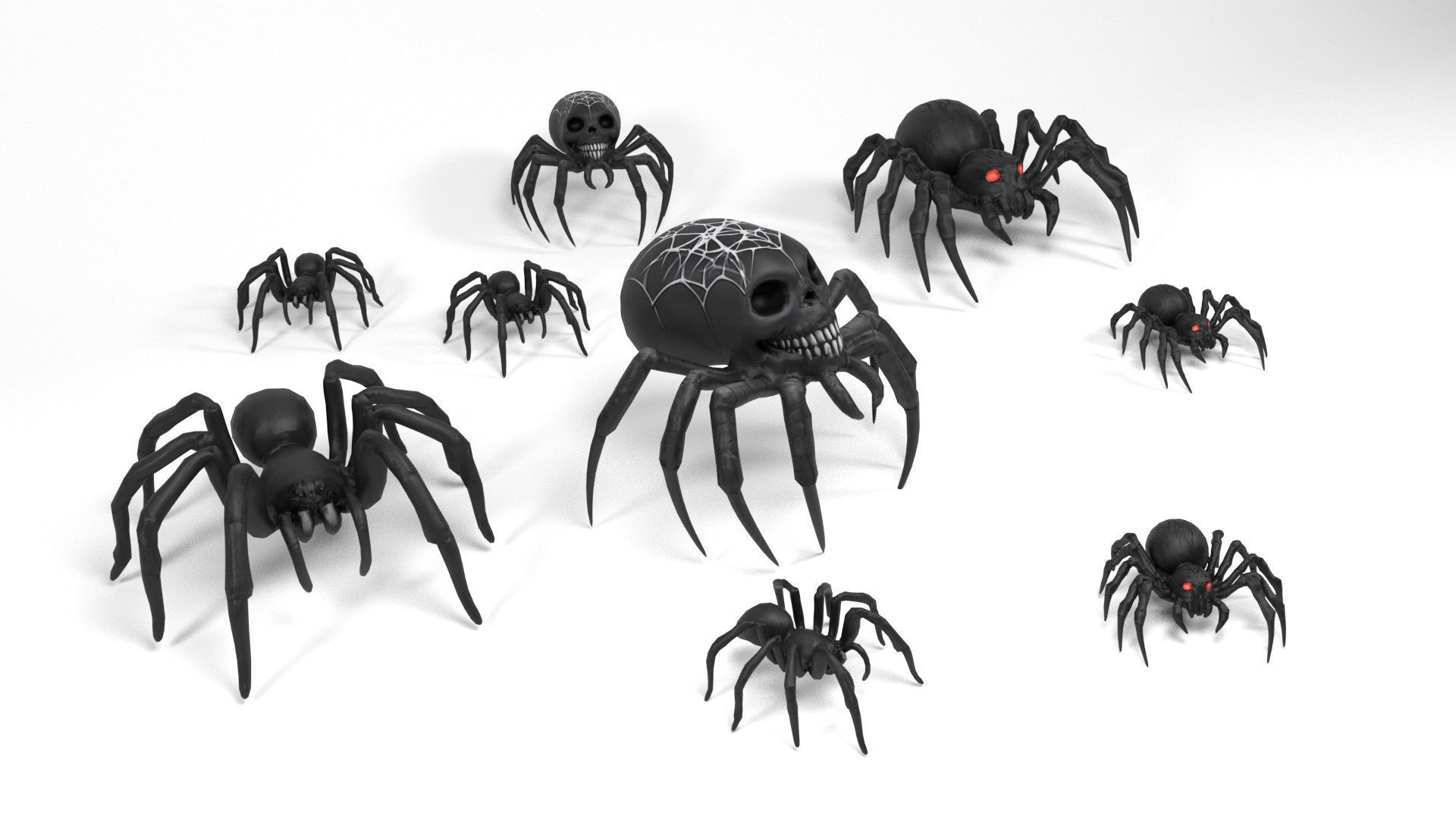 Halloween Spiders Low-poly 3D model_1