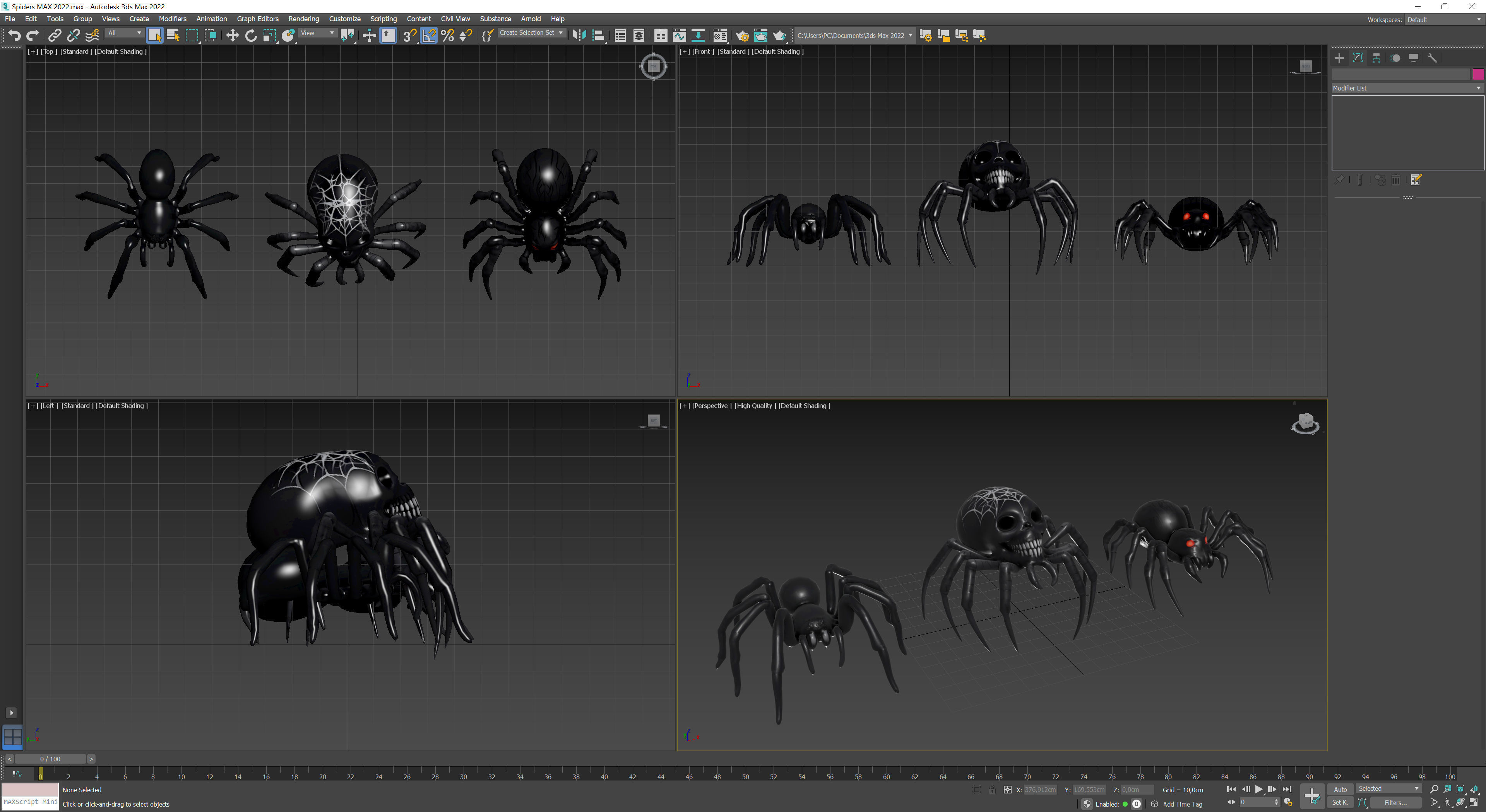 Halloween Spiders Low-poly 3D model_10