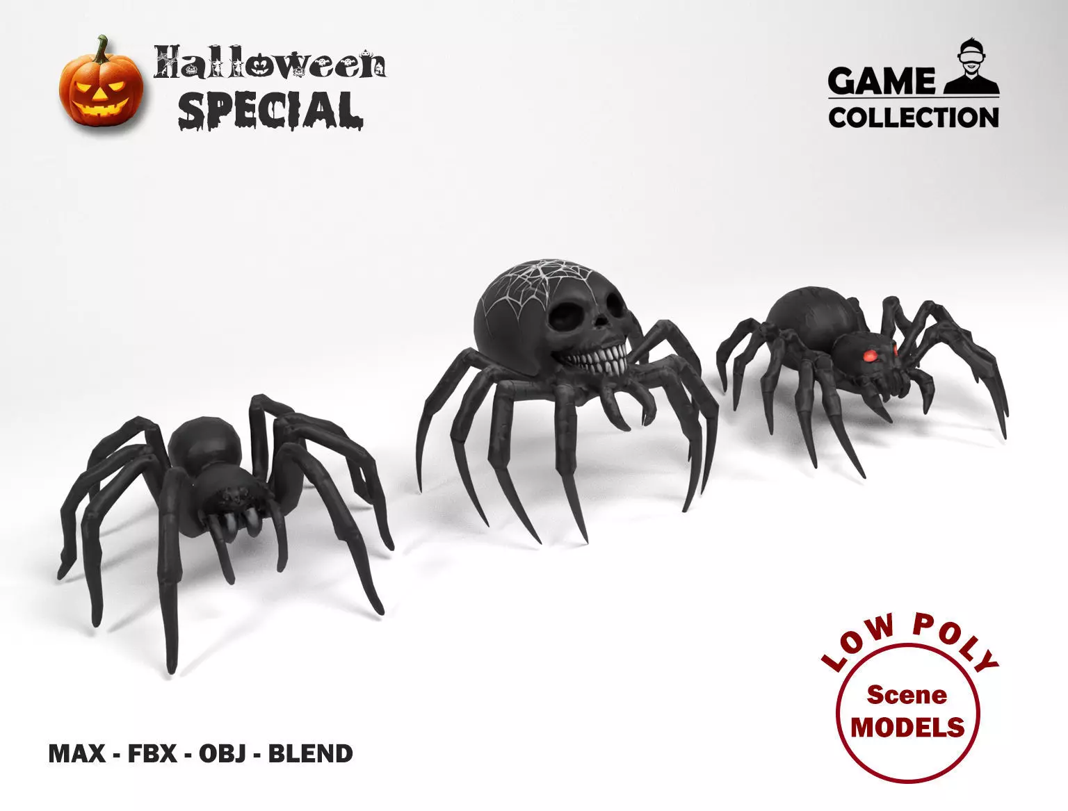Halloween Spiders Low-poly 3D model_0