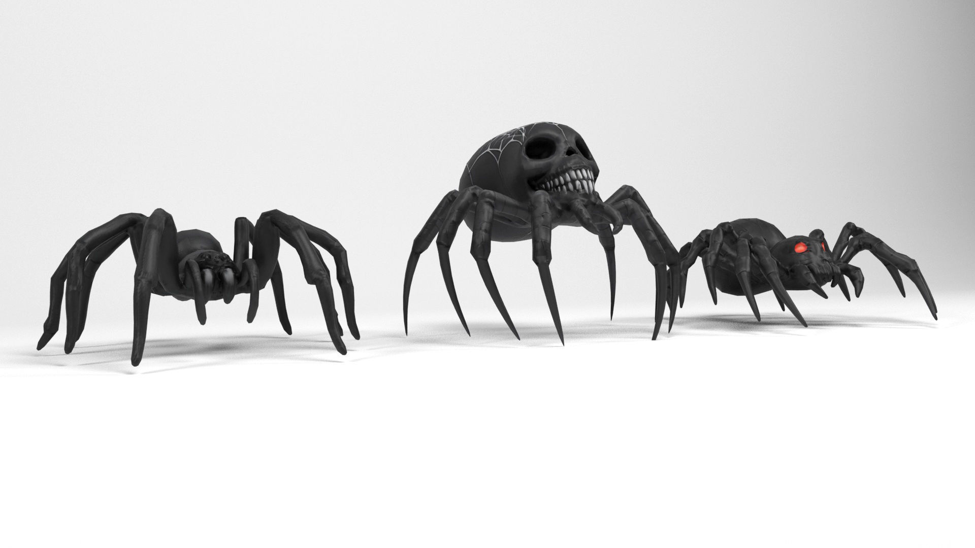 Halloween Spiders Low-poly 3D model_6