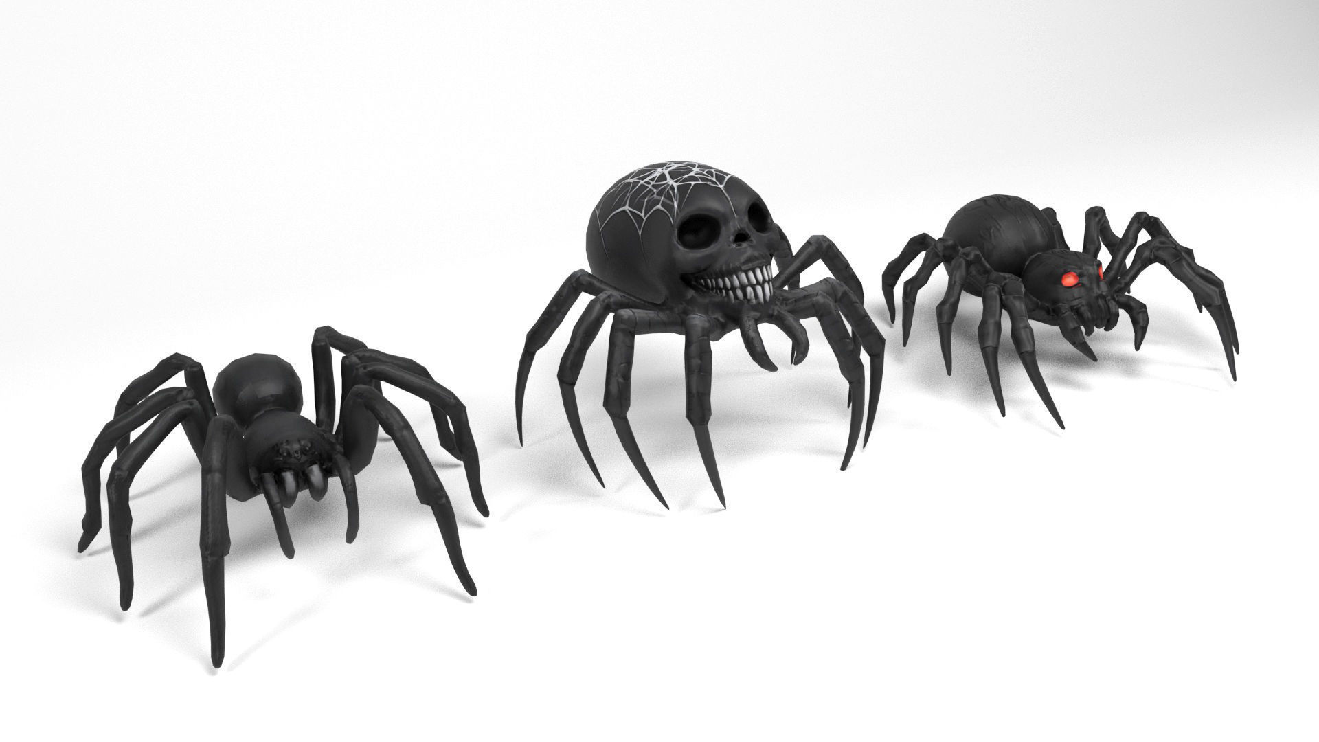 Halloween Spiders Low-poly 3D model_2