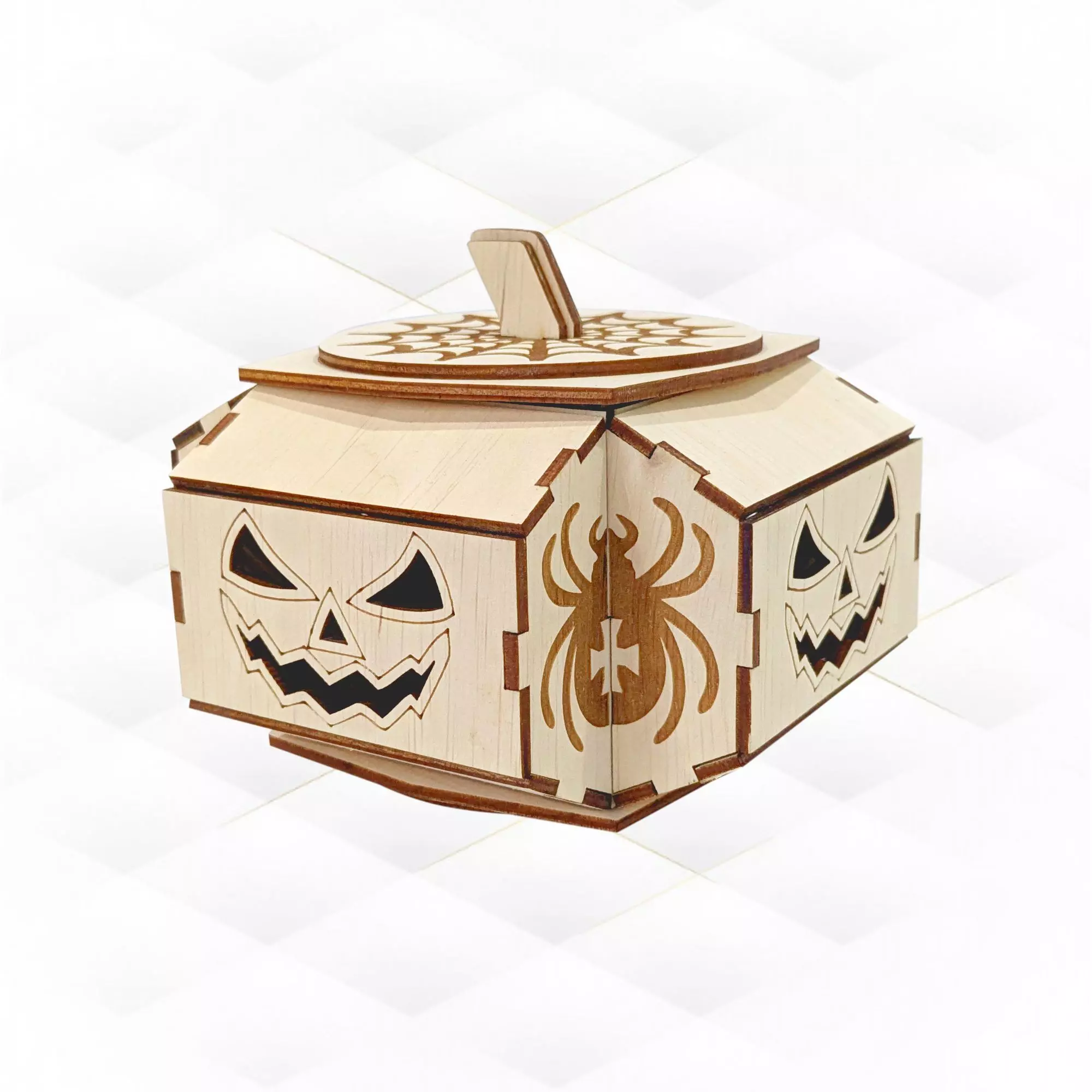 Halloween Gift Box laser cut design pumpkin model 3D print model