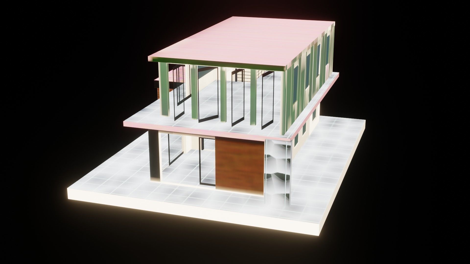 Modern Hotel Building 3D Model Low-poly 3D model_7