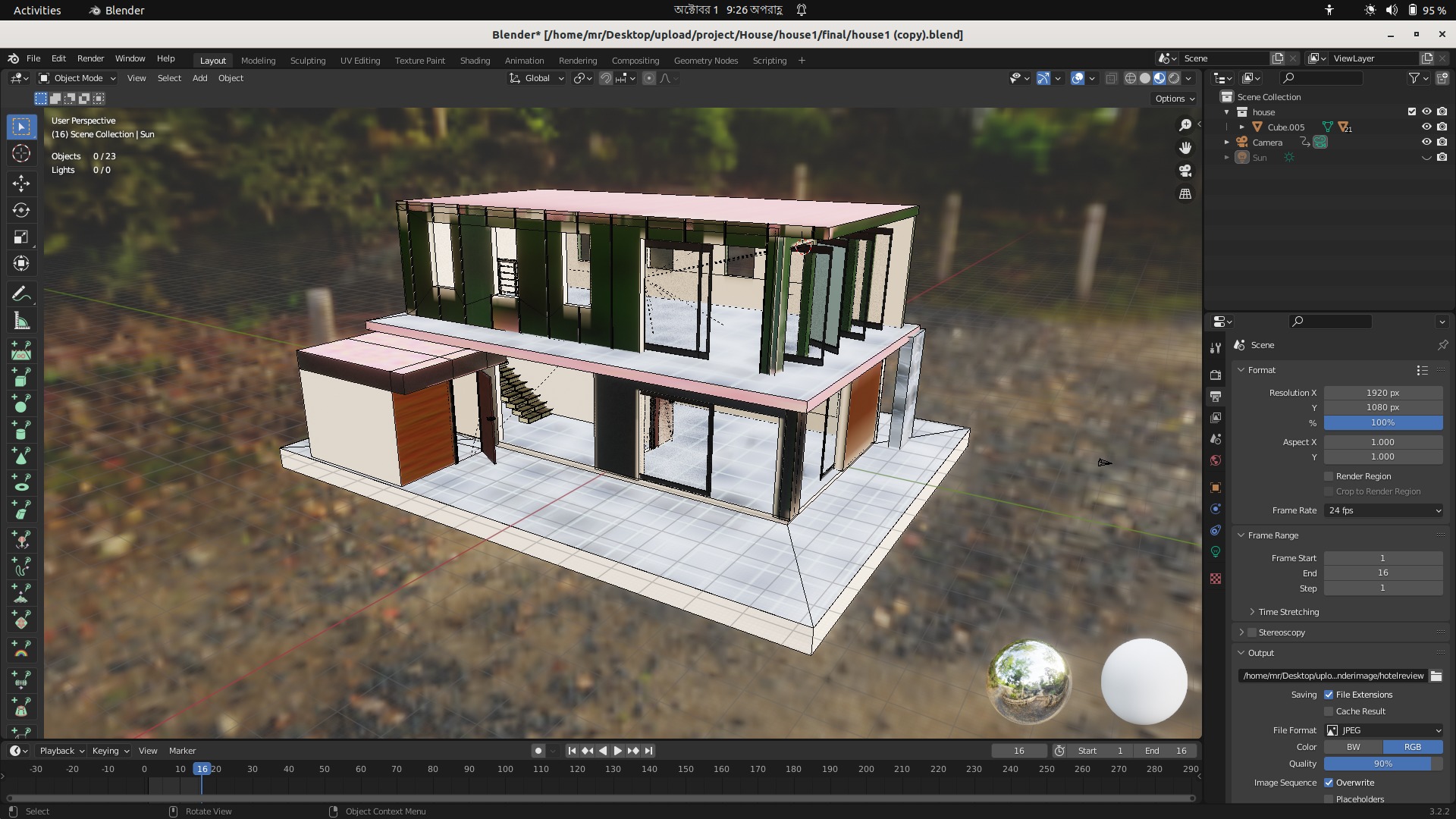 Modern Hotel Building 3D Model Low-poly 3D model_2