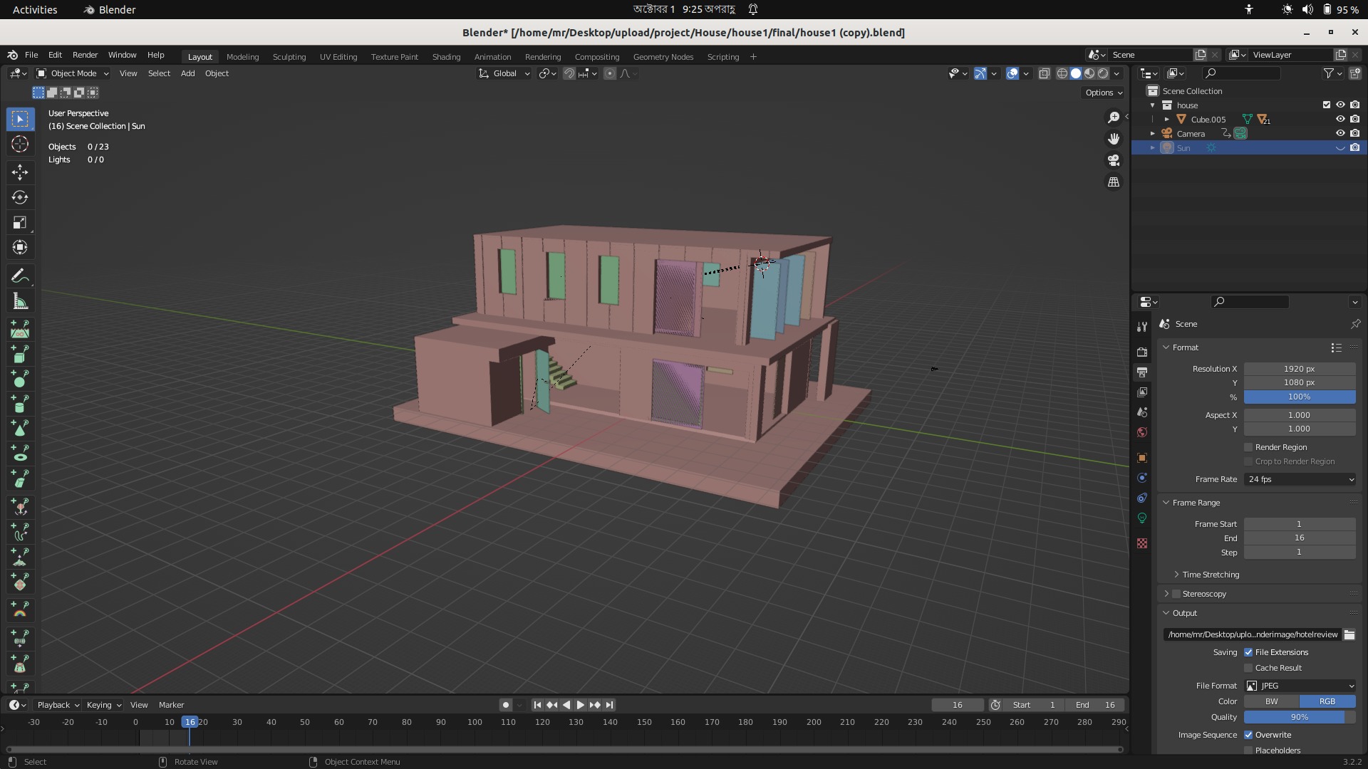 Modern Hotel Building 3D Model Low-poly 3D model_1