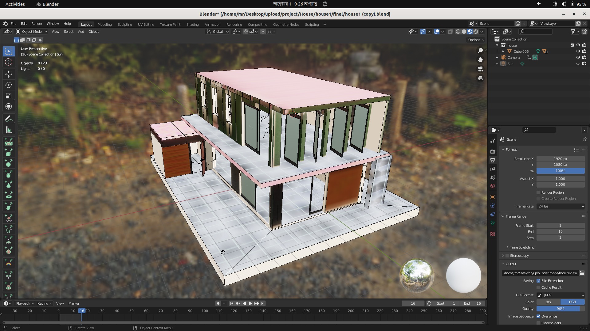 Modern Hotel Building 3D Model Low-poly 3D model_4