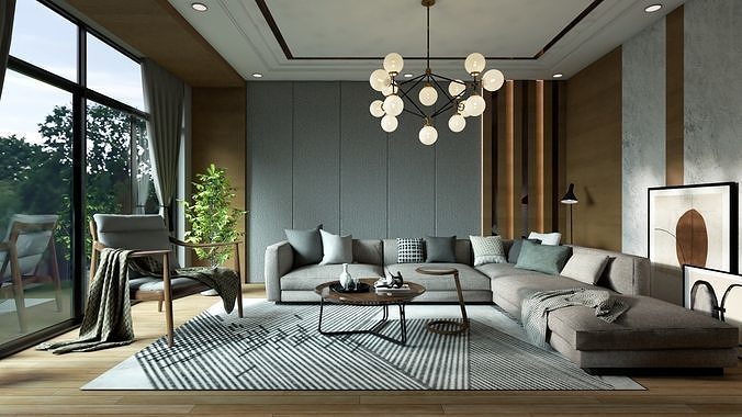 Living Space - SketchUp V-ray  3D model