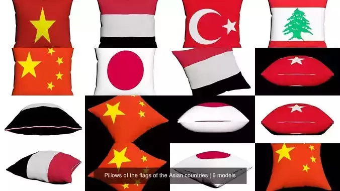 Pillows of the flags of the Asian countries