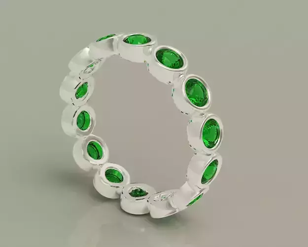 Bezel set beaded eternity band ring