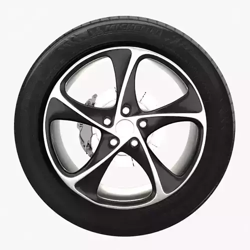 Realistic RIM and Tire 01  Subdivision ready 1K 2K 4K Low-poly 3D model