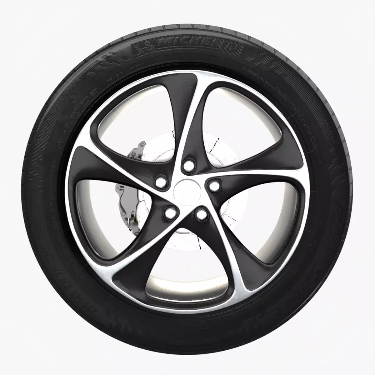 Realistic RIM and Tire 01 Subdivision ready 1K 2K 4K Low-poly 3D model