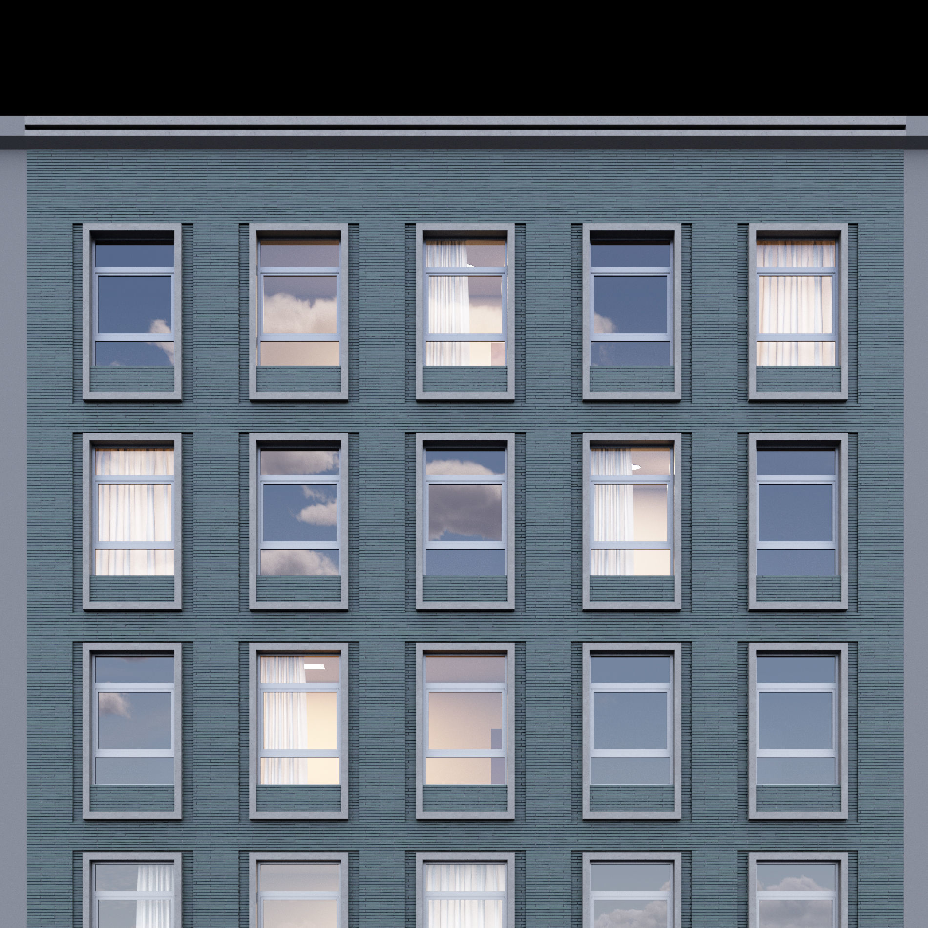 Modern building fasade 2 3D model_4