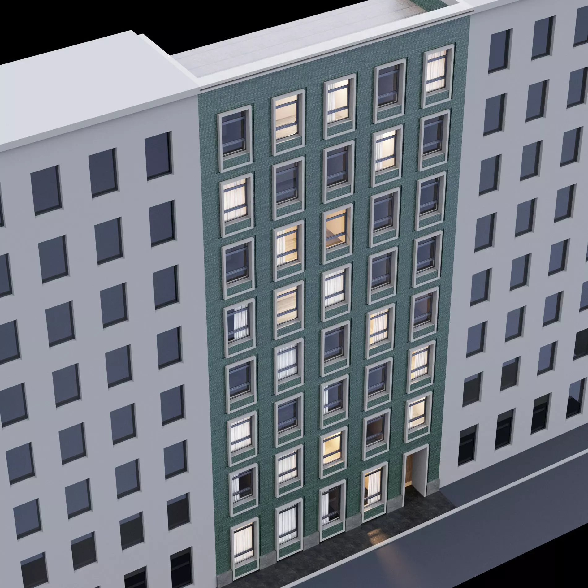 Modern building facade 2 apartment and office tower 3D model