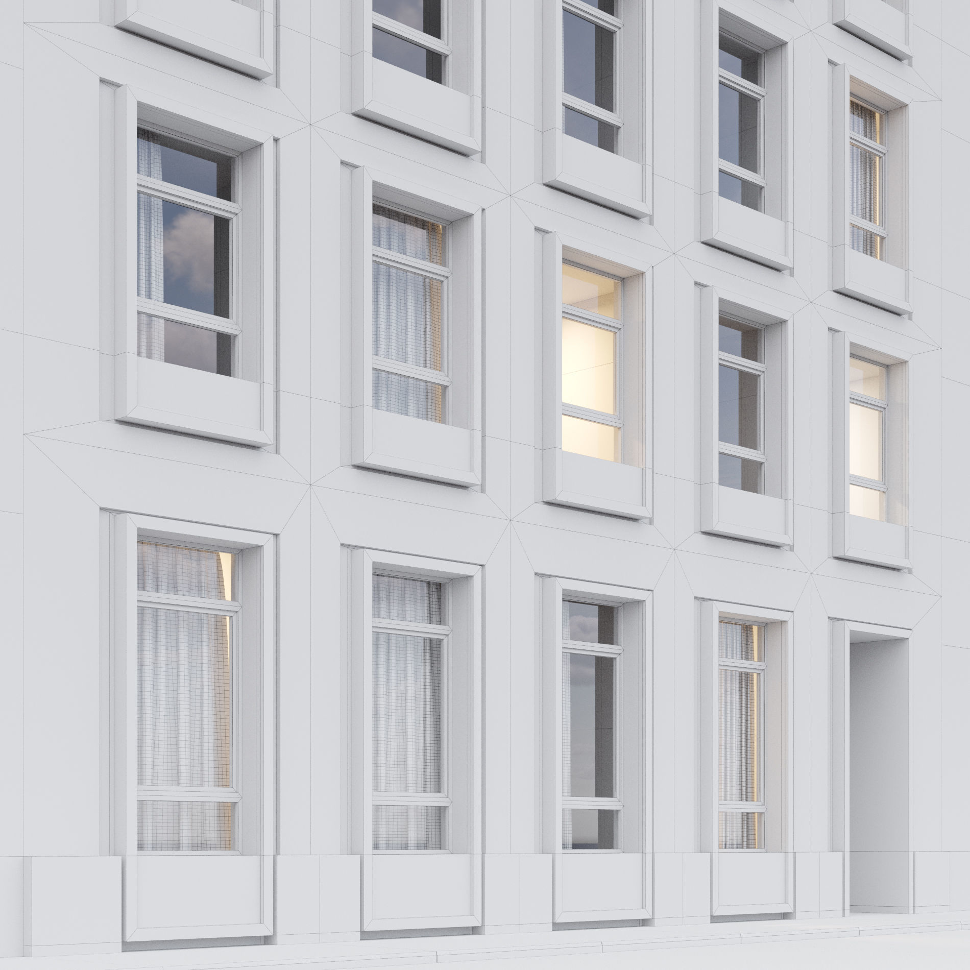 Modern building fasade 2 3D model_5