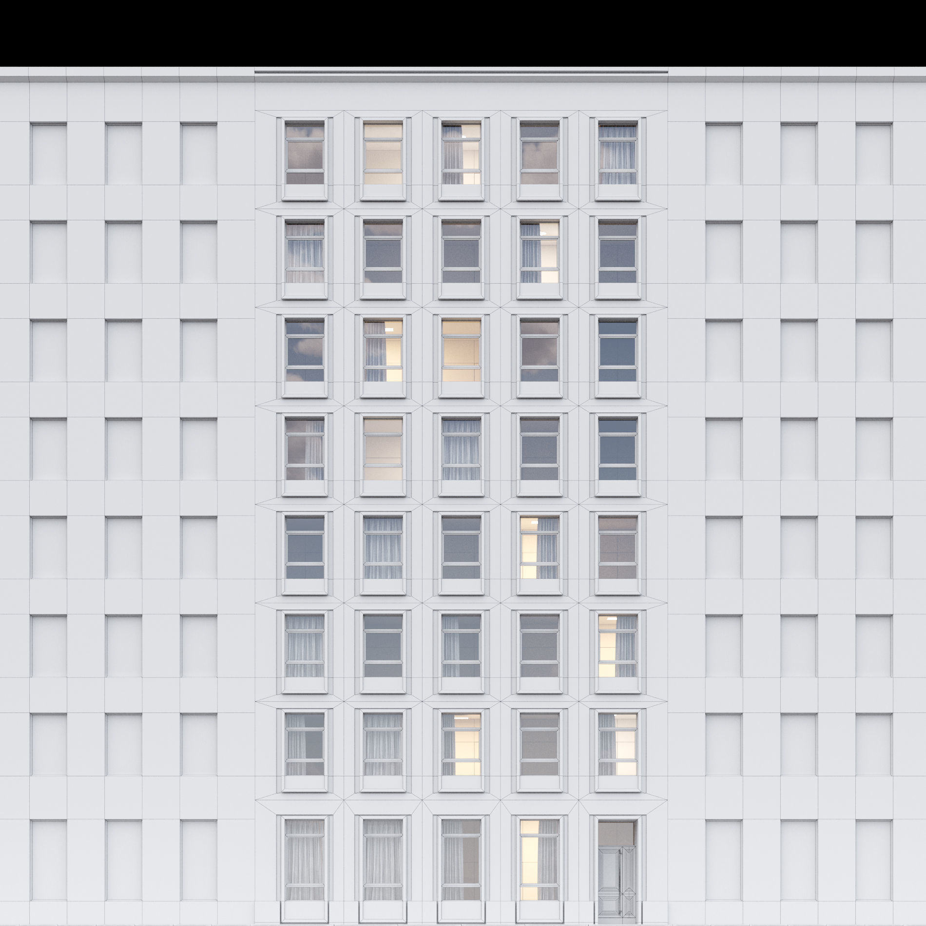 Modern building fasade 2 3D model_2