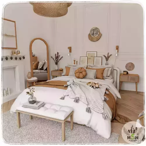 Autumn Bedroom Blender Scene