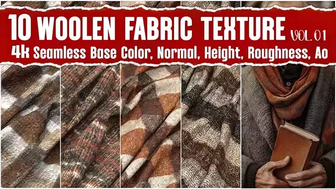 Woolen fabric VOL01 4K Seamless PNG PBR Textures