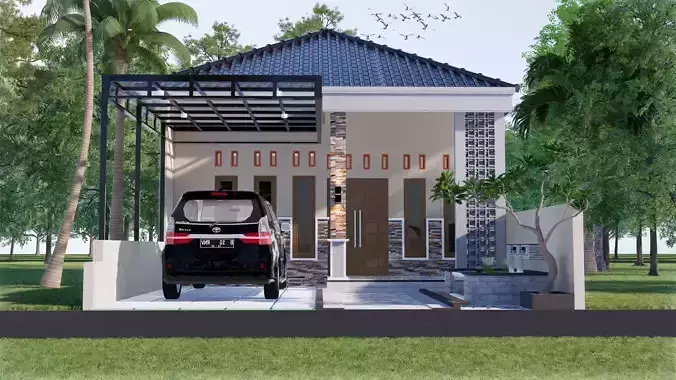 Minimalist Modern Simple House Facade 3D model