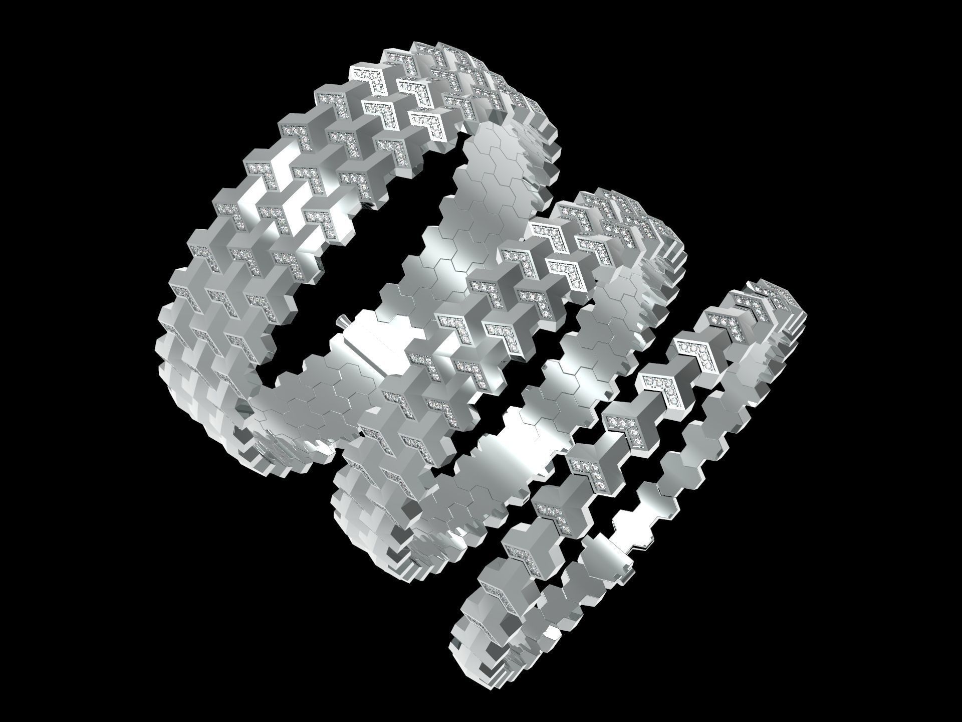 Armored Cube Illusioned Bracelet with diamond Collection _2