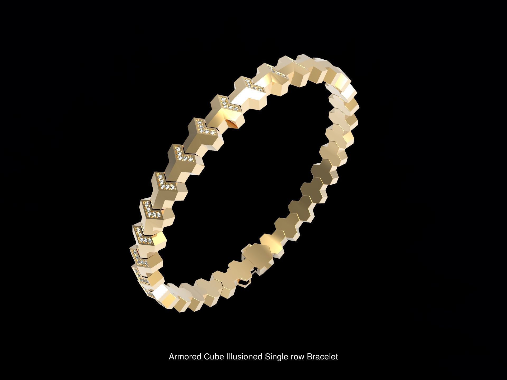 Armored Cube Illusioned Bracelet with diamond Collection _6