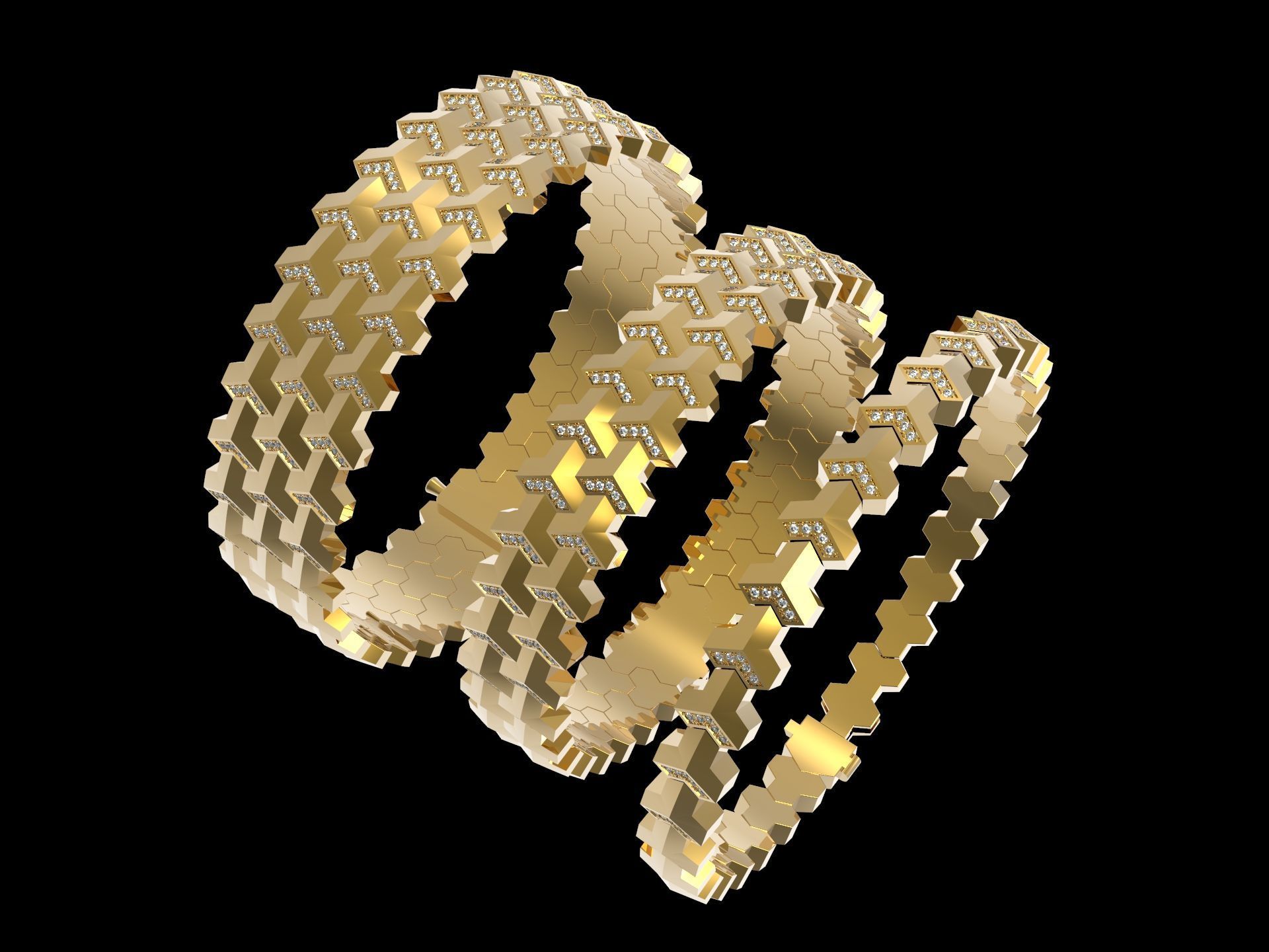 Armored Cube Illusioned Bracelet with diamond Collection _3