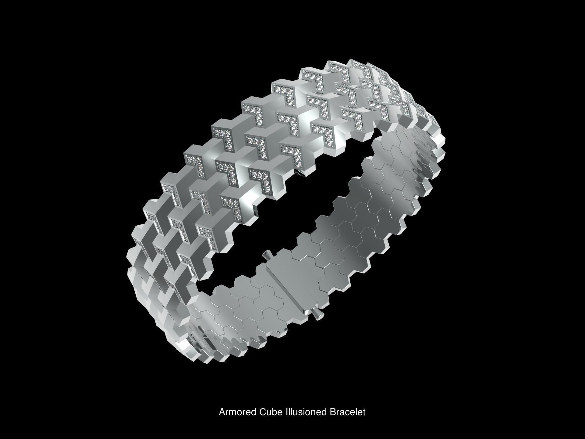 Armored Cube Illusioned Bracelet with diamond Collection _4