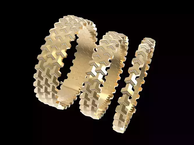 Armored Cube Illusioned Bracelet with diamond Collection 