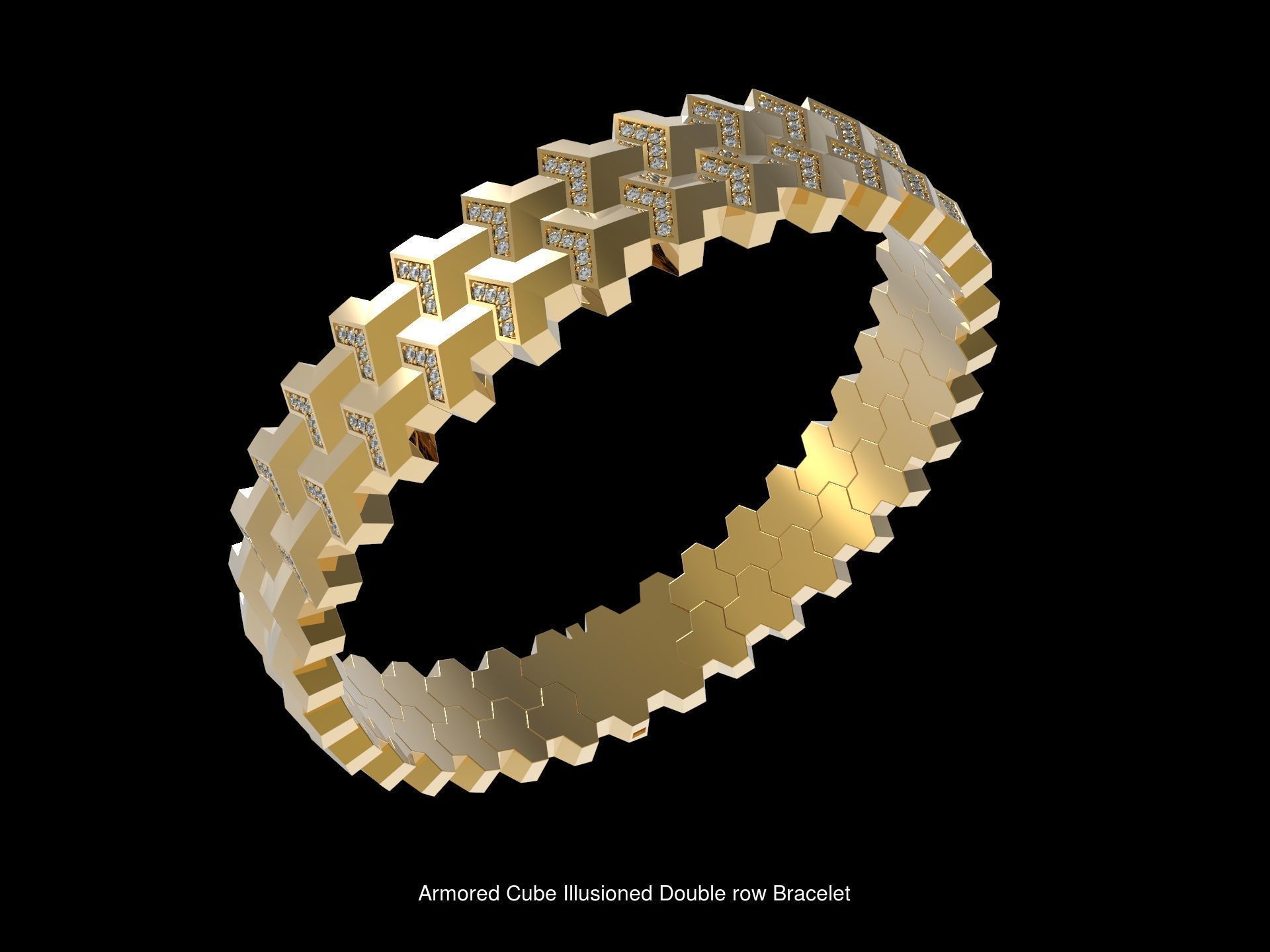 Armored Cube Illusioned Bracelet with diamond Collection _5