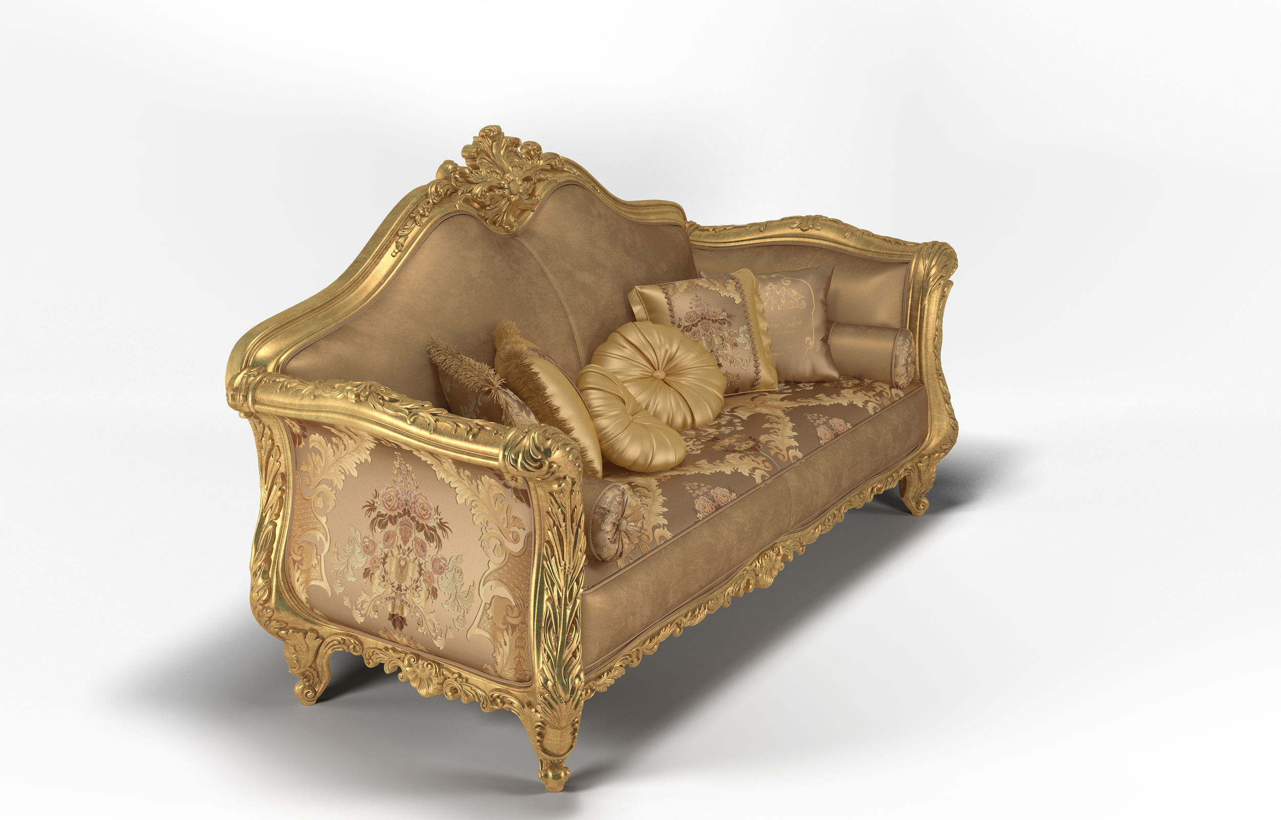 Beige fabric sofa by Modenese 3D model_1
