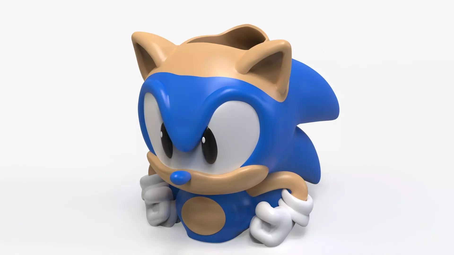 Sonic the Hedgehog Pencil Holder 3D print model_0
