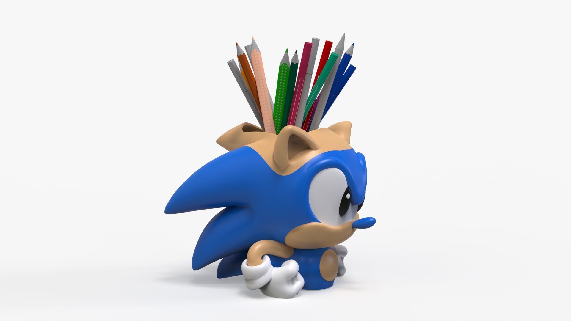 Sonic the Hedgehog Pencil Holder 3D print model_7