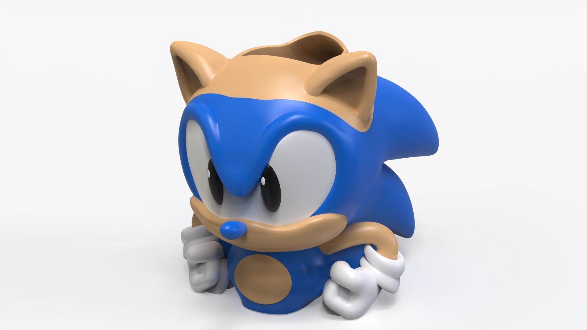 Sonic the Hedgehog Pencil Holder 3D print model_2