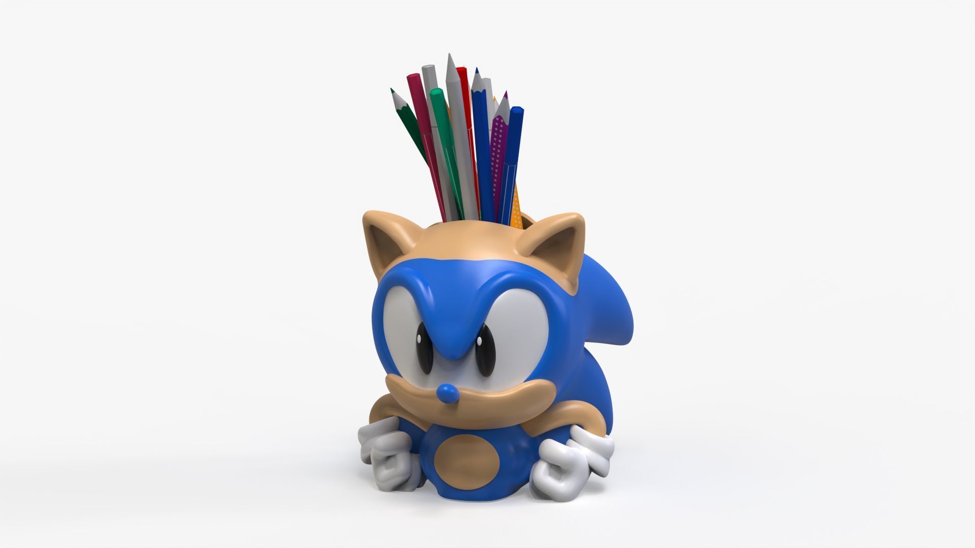 Sonic the Hedgehog Pencil Holder 3D print model_6