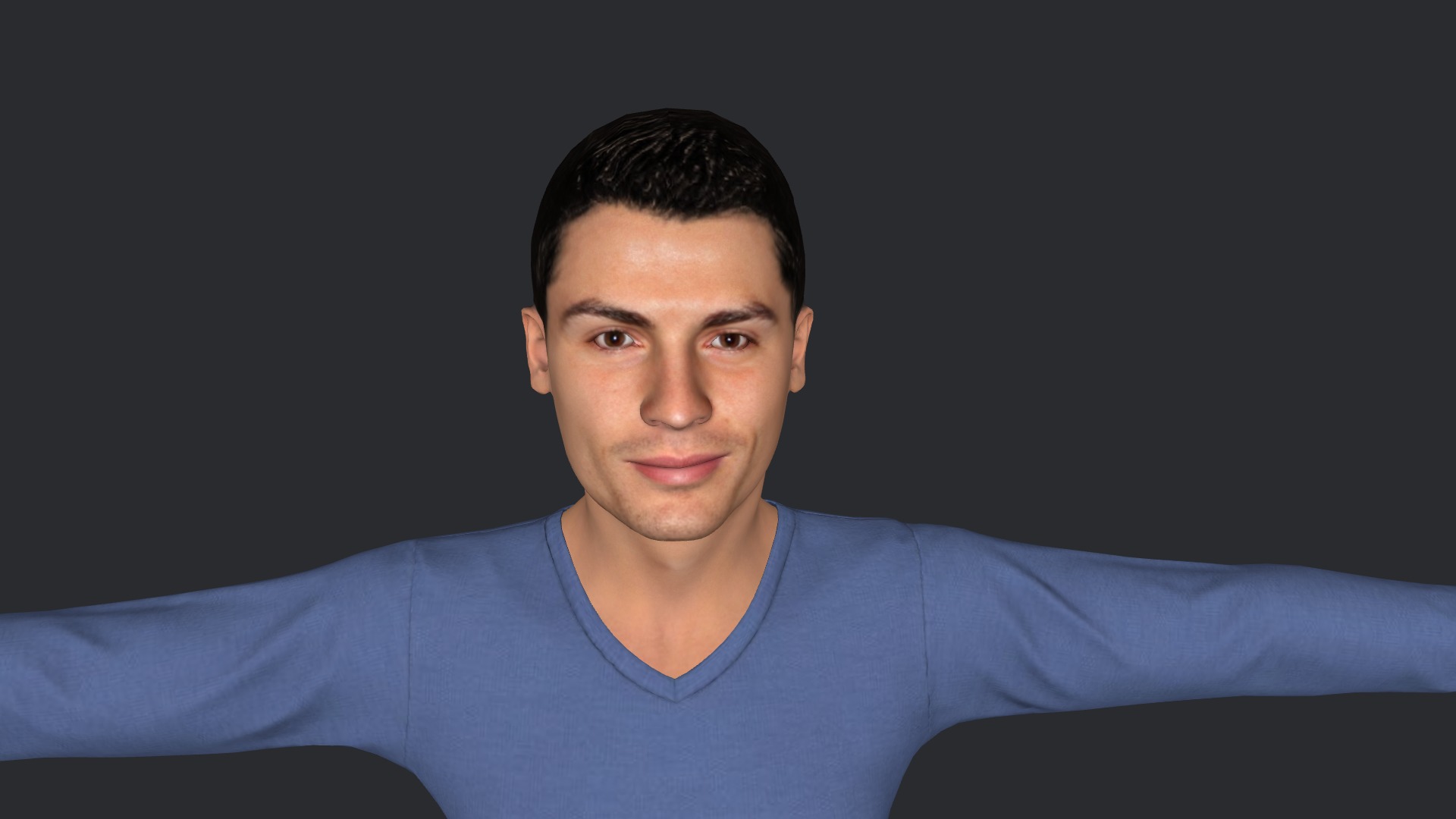 Cristiano Ronaldo Hyper Realistic Body Fully Rigged Character Low-poly 3D model_6