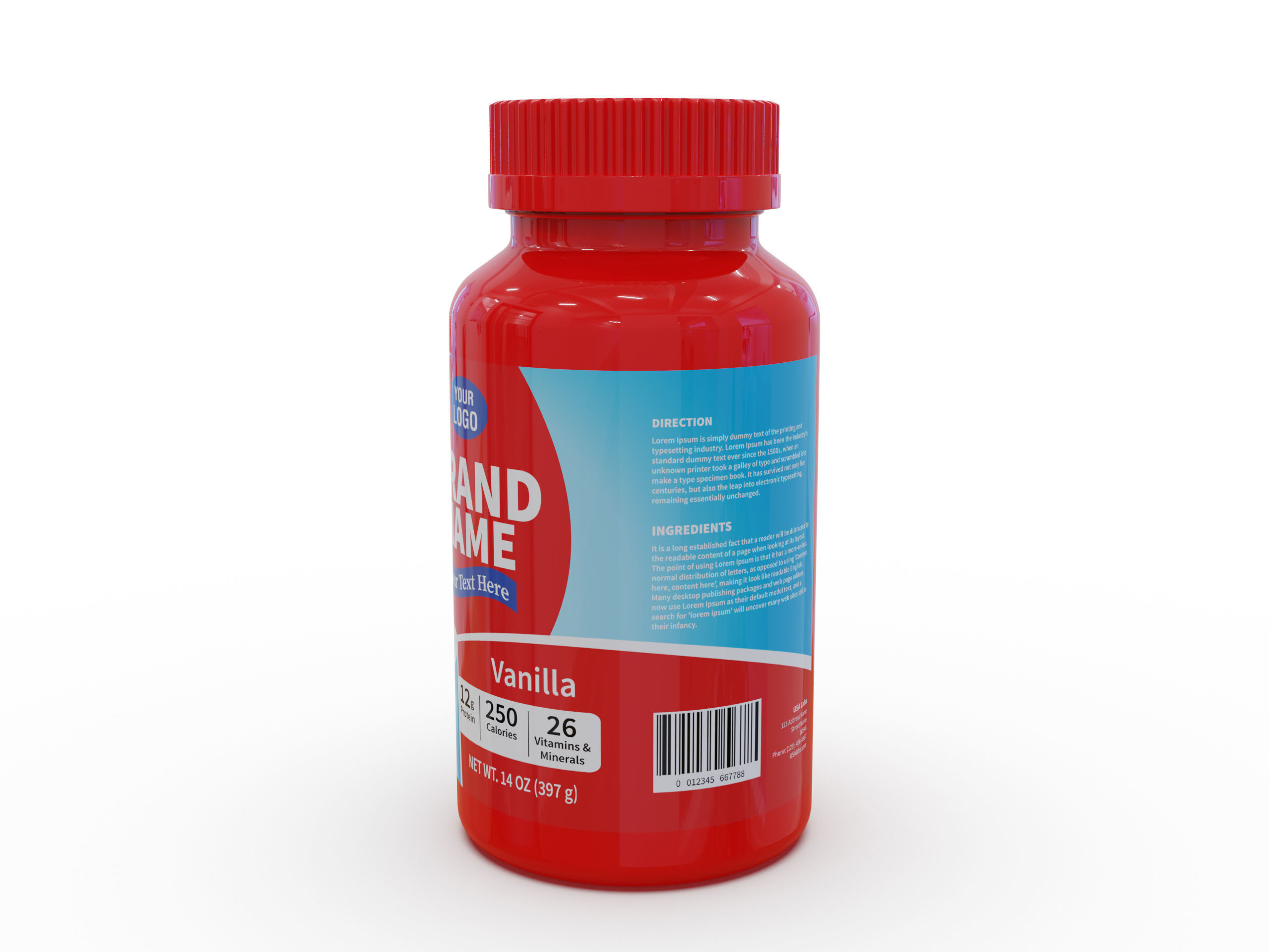 Bottle jar mockup 3D model_1