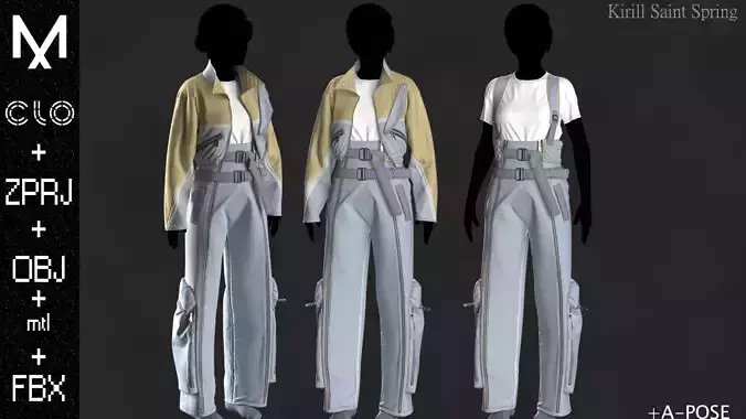 Female Outfit Marvelous designer Clo3d OBJ mtl FBX ZPRJ