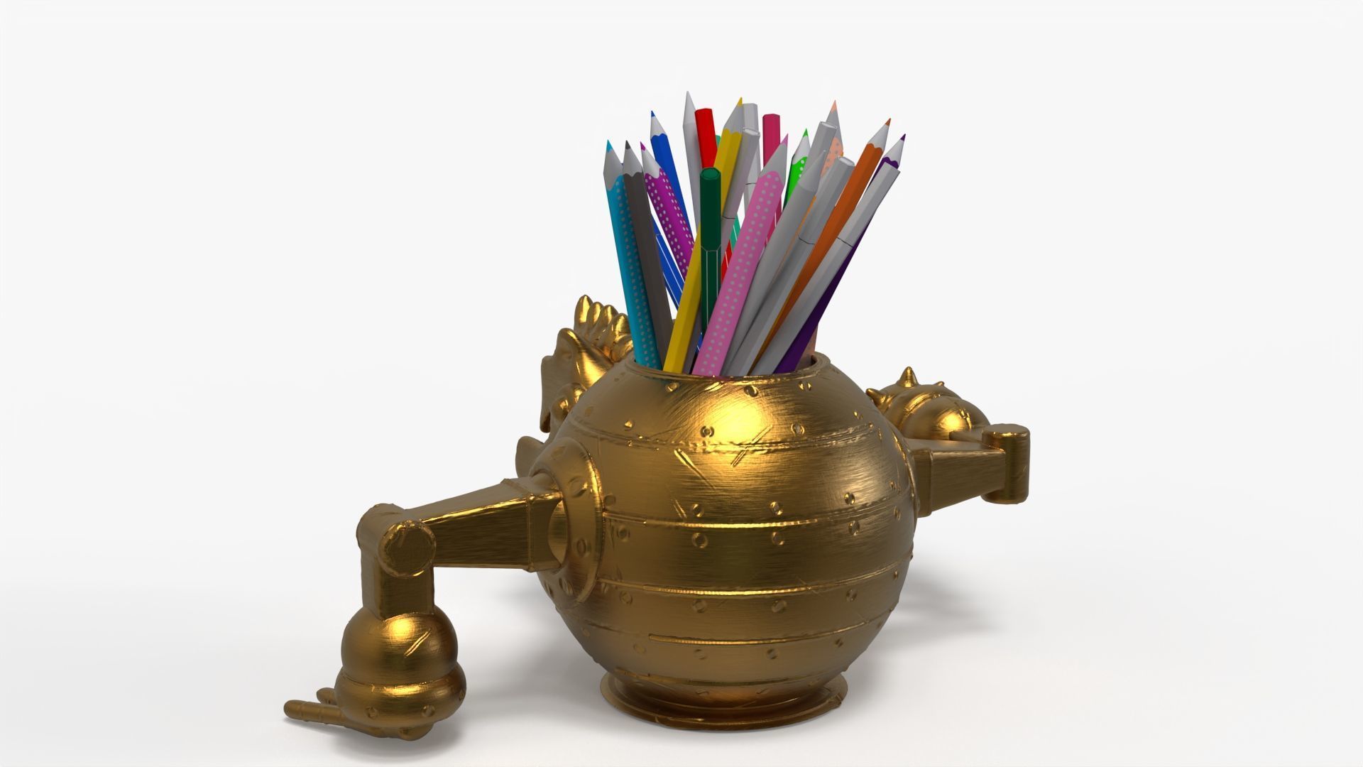 Robotic Cat Pencil Holder 3D print model_7