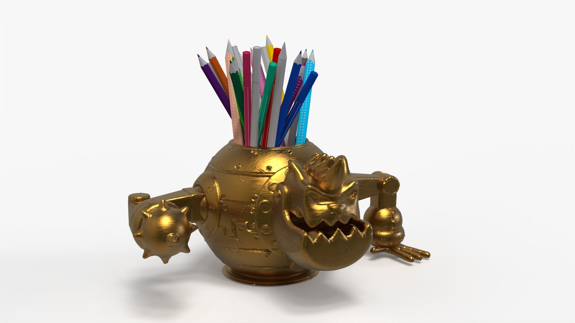 Robotic Cat Pencil Holder 3D print model_3