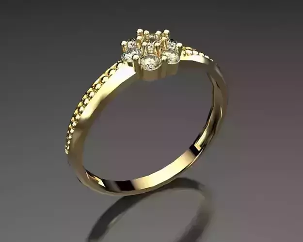 Ring with hemispheres and stones