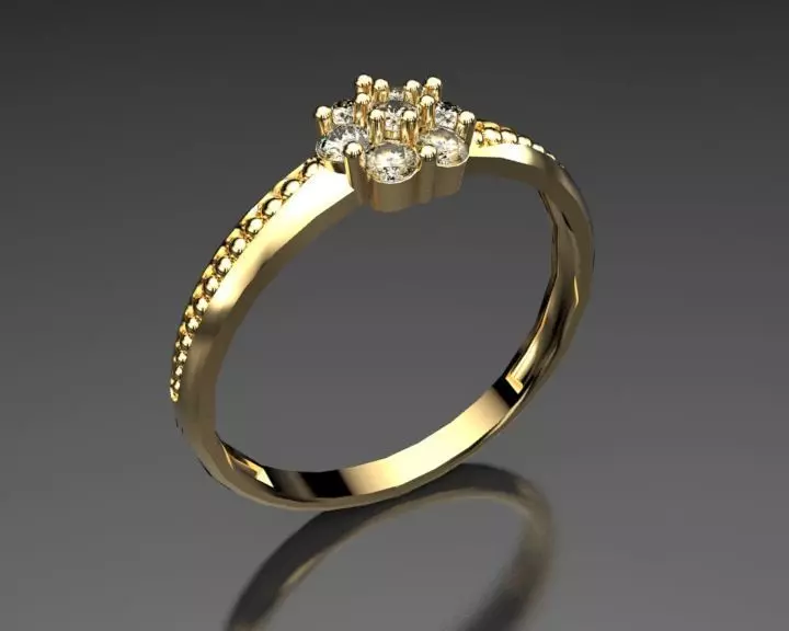 Ring with hemispheres and stones 3D print model