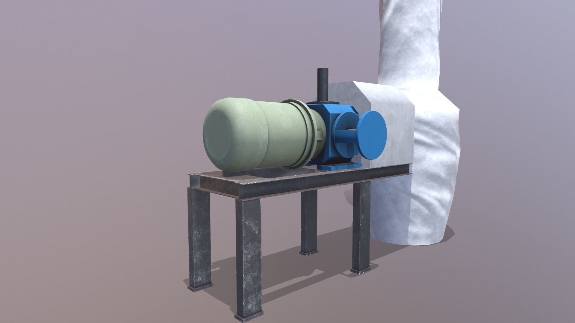 Isolated Pipe With Pump Low-poly 3D model_4