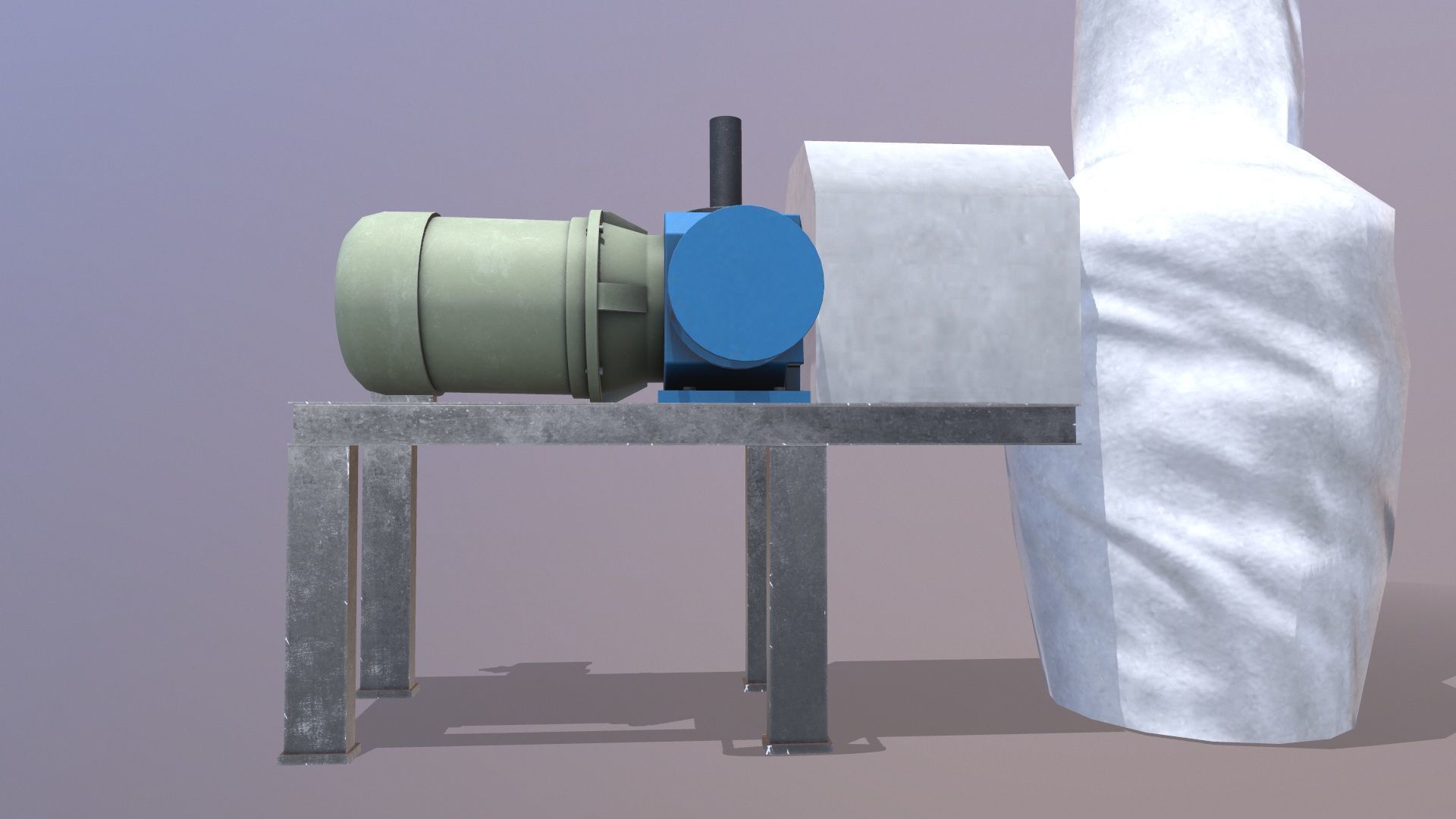 Isolated Pipe With Pump Low-poly 3D model_3