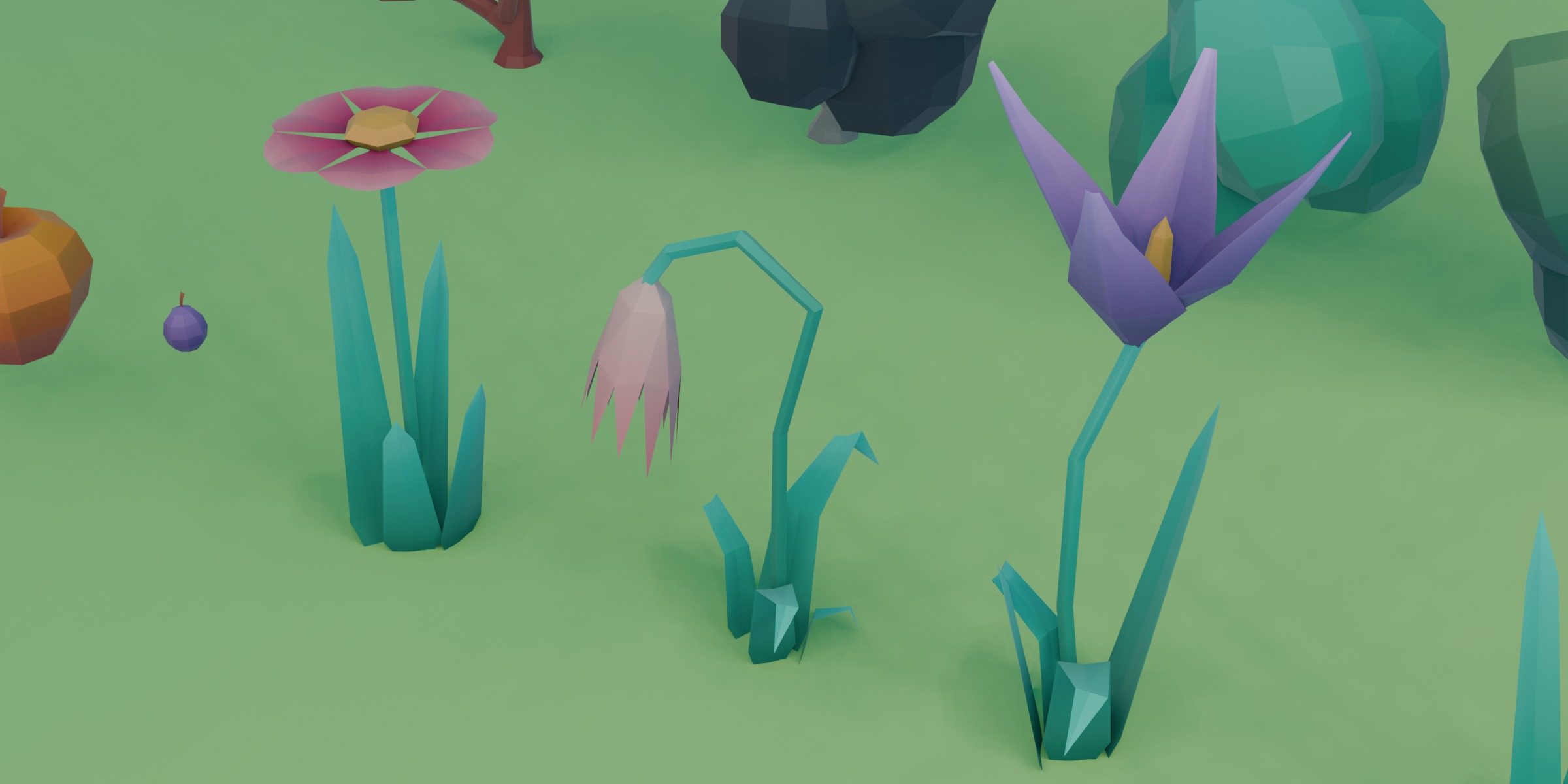 Low Poly Nature Set Low-poly 3D model_4
