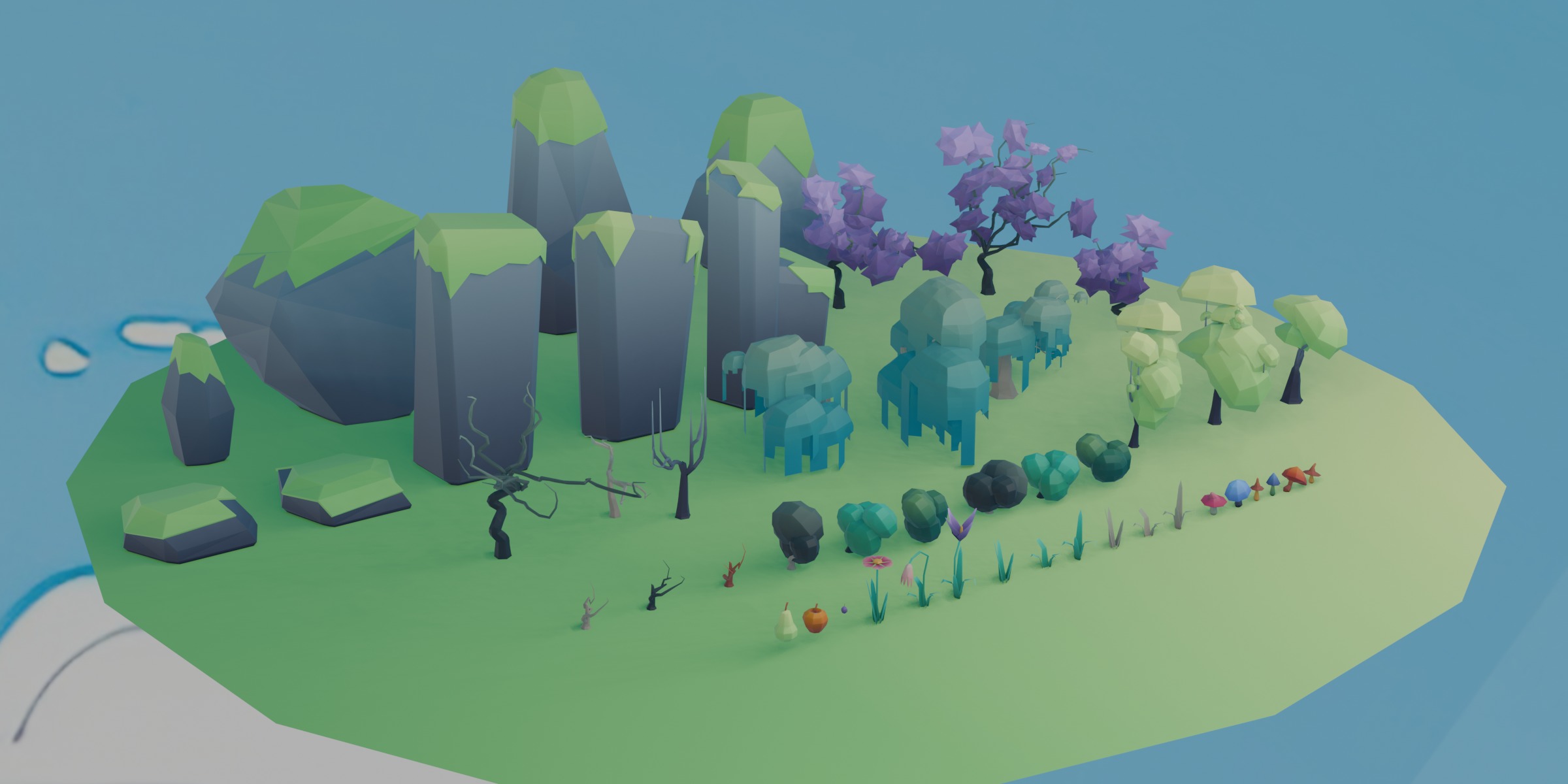Low Poly Nature Set Low-poly 3D model_2